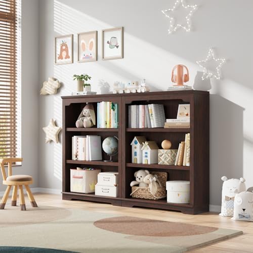HIFYOBRO 3 Tier Sturdy Bookshelf, 42" Tall Wooden Bookcase, Cherry