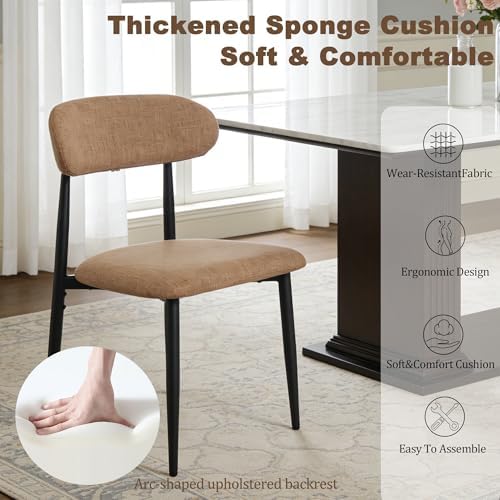 FREKEN Modern Upholstered Dining Chairs Set of 4, Mid-Century Metal Frame Lin...