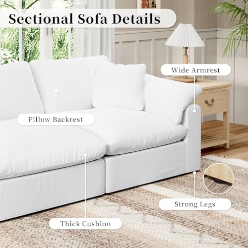 Modular Sectional Sofa Cloud Couch,Down Filled Comfy Cloud Modern Sofa,White ...