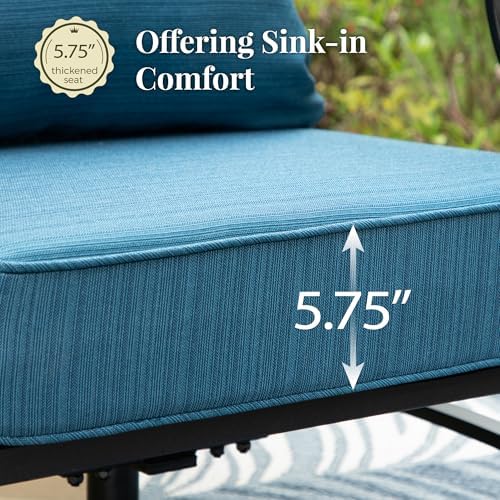 MIXPATIO, 2 Pack, Swivel Rocking Chairs, Metal, Peacock Blue | 31.5"D x ...