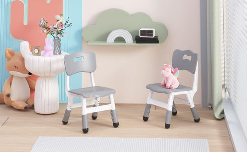 2-Pack Height-Adjustable Kids Plastic Chairs – Ergonomic Backrest, Non-Slip Feet,Durable, 82Kg Weight Capacity – for Home, Kindergarten, Classroom & Activities