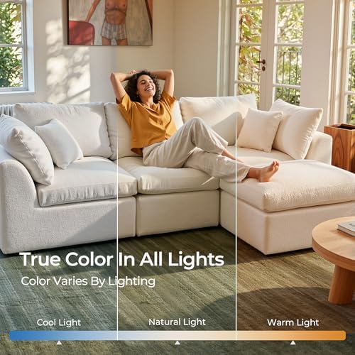 Amsleekey 108" Cloud Sectional Couch with 2 Washable Cover Sets | L-Shap...