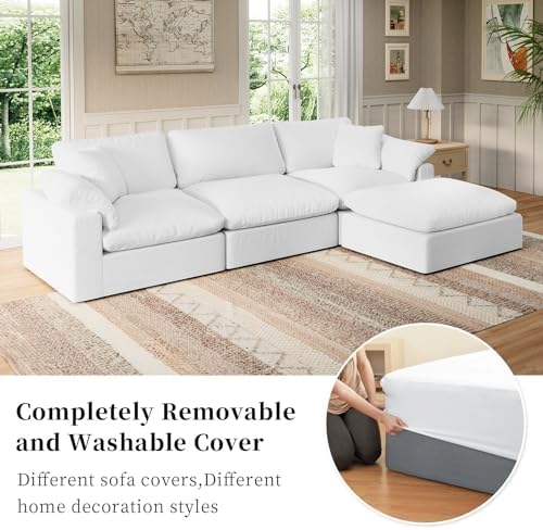 Modular Sectional Sofa Cloud Couch,Down Filled Comfy Cloud Modern Sofa,White ...