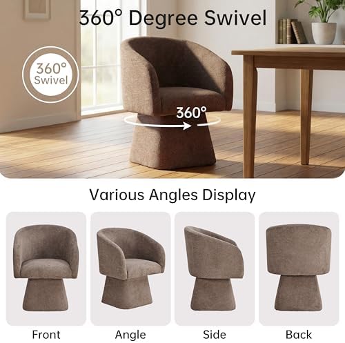 VKNOW Upholstered Swivel Dining Chairs Set of 2 with Barrel Back and Arm