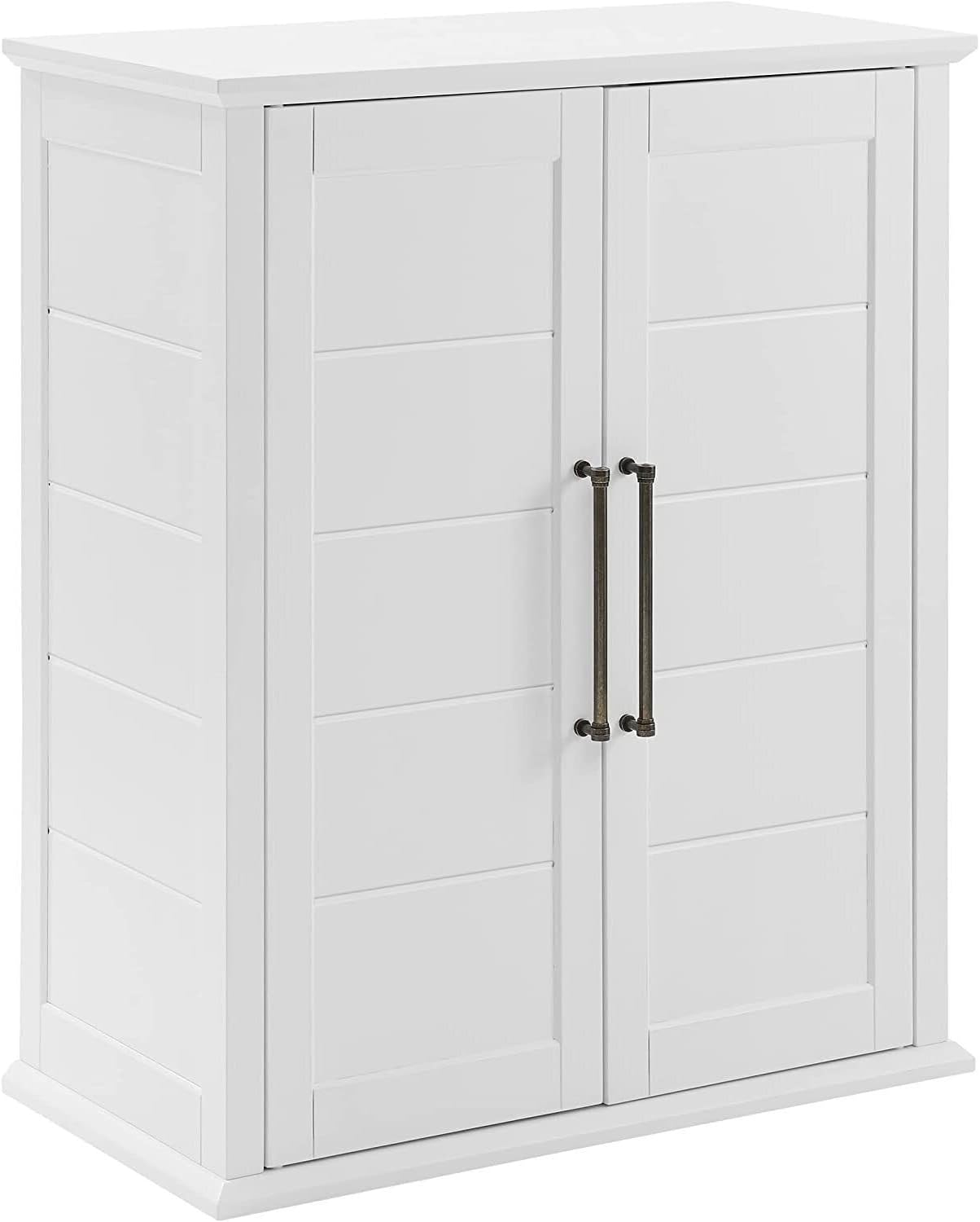 HomeStock Timeless Trends Stackable Storage Pantry White, Modern Farmhouse Design with 2 Adjustable Shelves and Oversized Hardware, 30 X 15.75 Inches