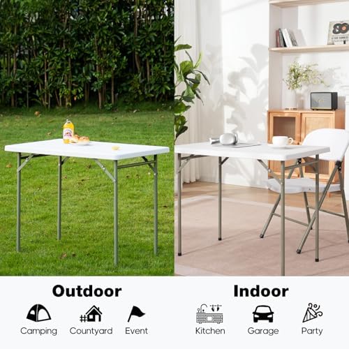 3ft Rectangular Folding Table for All-Occasion, Foldable Table with HDPE Tabl...