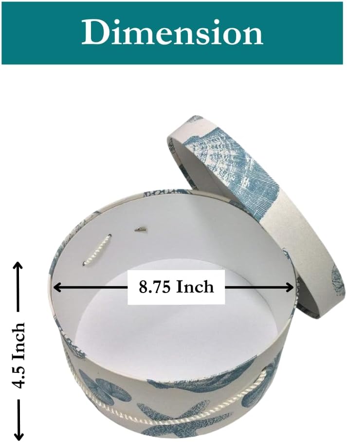 Sarah's Hat Boxes Classic Shells Hat Box – 8.75" x 4.5" (Dia. x Ht.) Handmade in USA – Odorless Non-Toxic Adhesive, Cording Handle – Premium Storage for Hats & Accessories