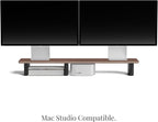Raico Desk Cockpit Shelf Monitor Stand System Dual Screen Setup Wood Large Desk Accessory Organizer Unit (Walnut, Medium v2 | 36 Inches)