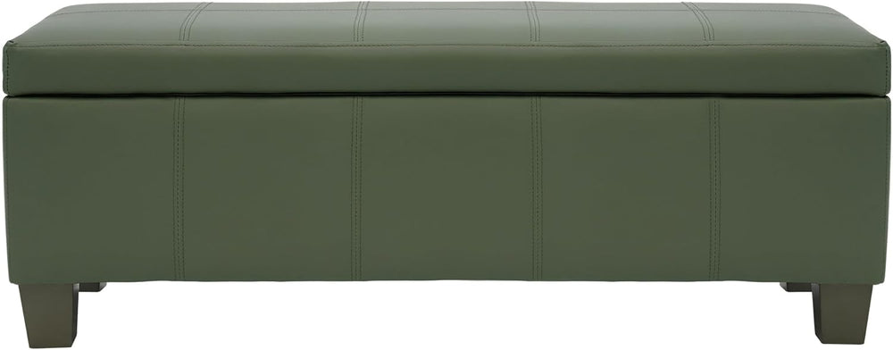 51 Inch Storage Ottoman, Storage Bench with Safety Hinge, Upholstered Synthet...