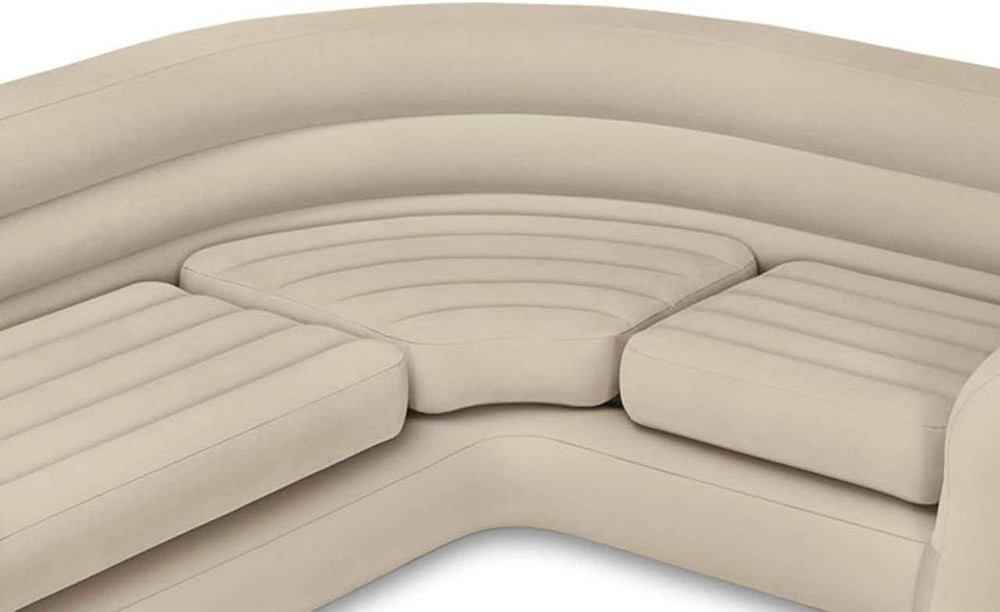 Intex Inflatable Corner Living Room Neutral Sectional Sofa & Lounge Chair...