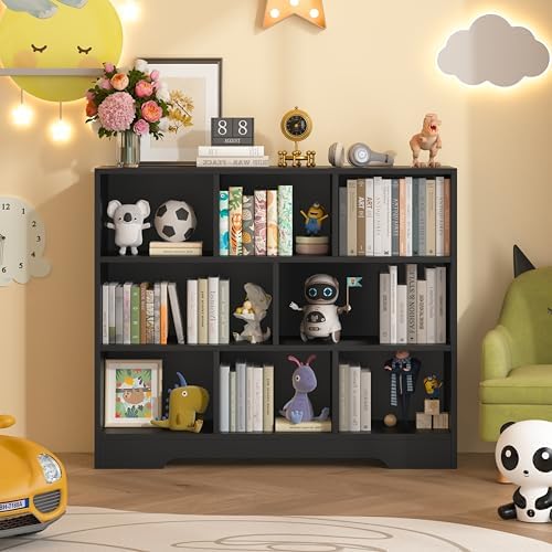 Book Shelf, 8 Cubes Storage Organizer, Open Shelf Bookcase Black Bookshelf