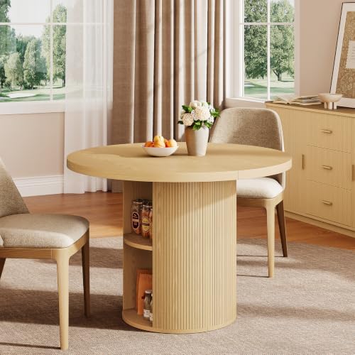 ONBRILL 41-78 Inch Extendable Dining Table for 4-8, Storage Shelf, Oak
