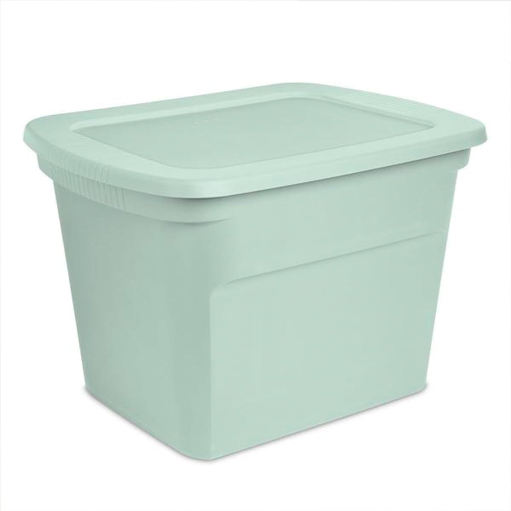 Sterilite 32 Pack Tote, Plastic Stackable Storage Bin Container with Lid, 18 Gallon, Mindful Mint