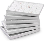 White Jewelry Ring Display Tray PU Leather Ring Earrings Display Organizer Tray