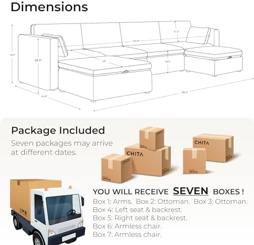 CHITA Oversized Modular Sectional Fabric Sofa Set, Extra Large U Shaped Couch...