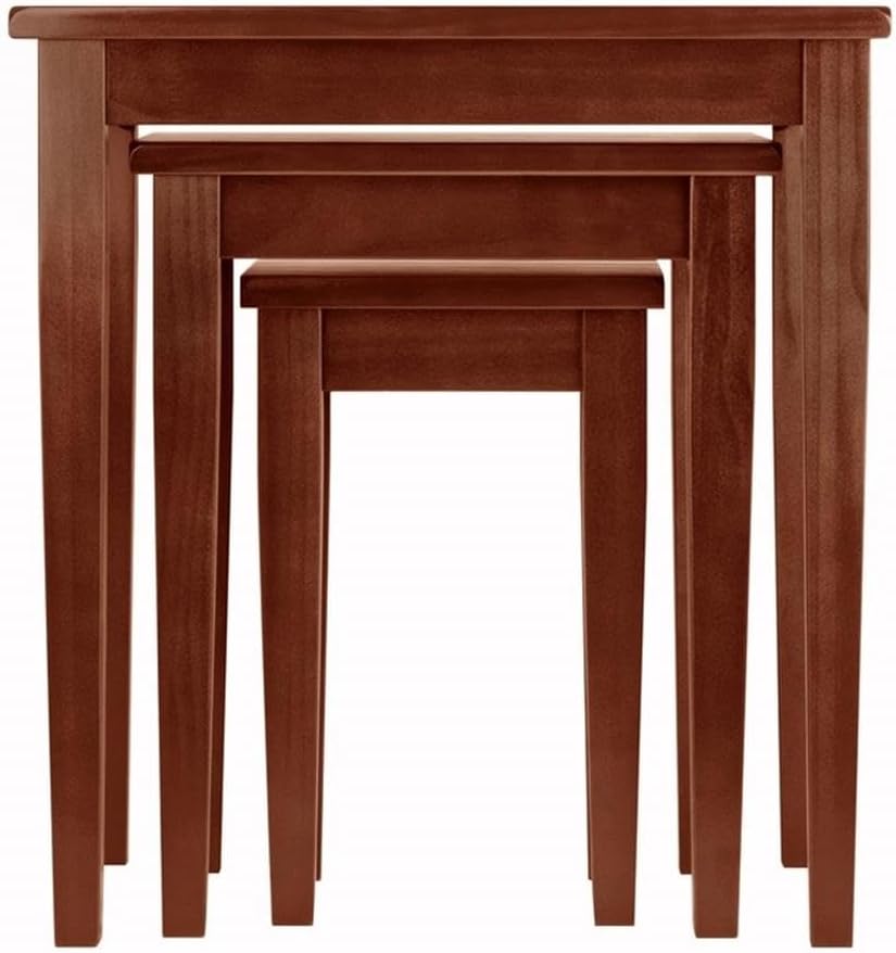 Pemberly Row 3-Piece Solid Wood Nesting Tables, Antique Walnut Finish, Stacka...
