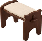 Composite Footstool Dog Shaped Stool Ottoman Bench Seat Low Stool Footrest with Sturdy Rubberwood Base Padded and Rounded Edges Suitable for Apartments dorms Small, Walnut