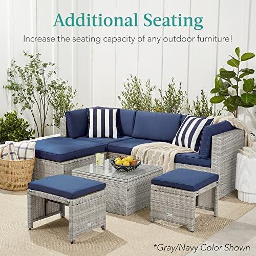 Best Choice Products Set of 2 Wicker Ottomans, Multipurpose Outdoor Furniture...