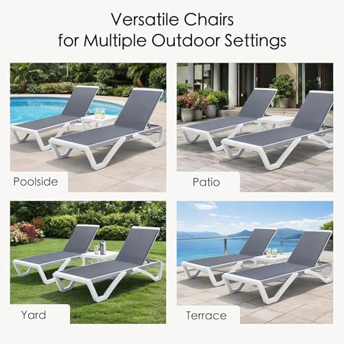 Kozyard Outdoor Chaise Lounge Chair, Full Flat Adjustable Patio Lounger with ...