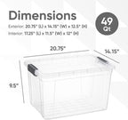 Superio Clear Storage Boxes with Lids, 49 Quart Plastic Container Bins for Organizing, Stackable Crates, BPA Free, Non Toxic, Odor Free, Organizers for Home, Office and Dorm, 8 Pack