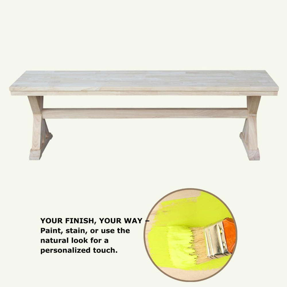 IC International Concepts, Canyon Collection Solid Bench, Solid Real Wood, St...