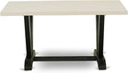 East West Furniture V626DR124-7 7 Piece Dining Set Consist of a Rectangle Dining Room Table with V-Legs and 6 Black Color Linen Fabric Upholstered Chairs, 36x60 Inch, Multi-Color