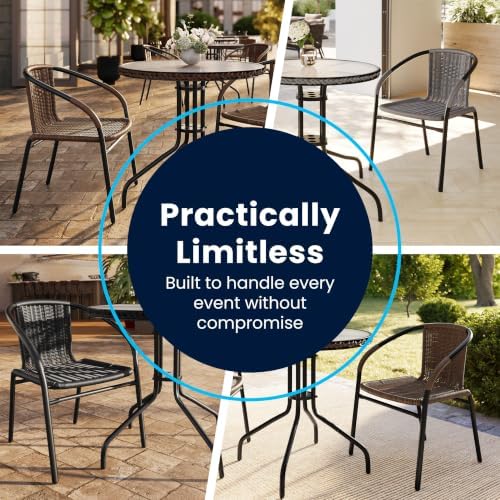 Flash Furniture Lila 3-Piece 28" Square Indoor/Outdoor Patio Table and C...