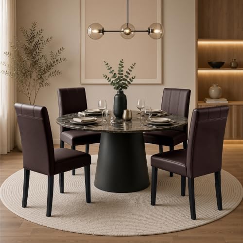 CHUN YI Dining Chairs Set of 4, Faux Leather Dining Room Chairs, Upholstered ...