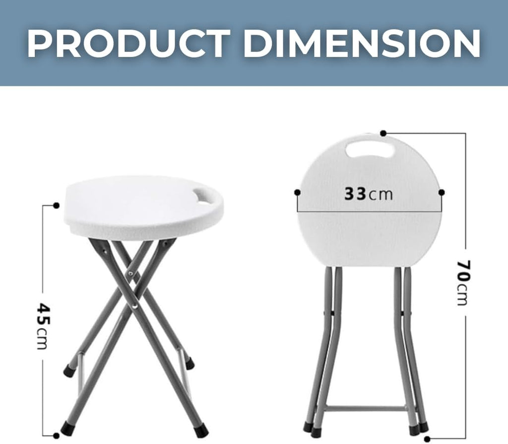 Standard Folding Stool | Portable, Lightweight Foldable Stool with 150lbs Weight Capacity | Ideal for Kitchen, Desks, Camping & Extra Seating | Folding Stool With Handle & Protective Feet | White (1)