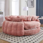81.1in Extra Wide Round Boneless Sofa, Oversized Round Chaise Lounge Comfy, Upholstered Cloud Chenille Sleeper Lounge Chair with 14 Pillows for Living Room