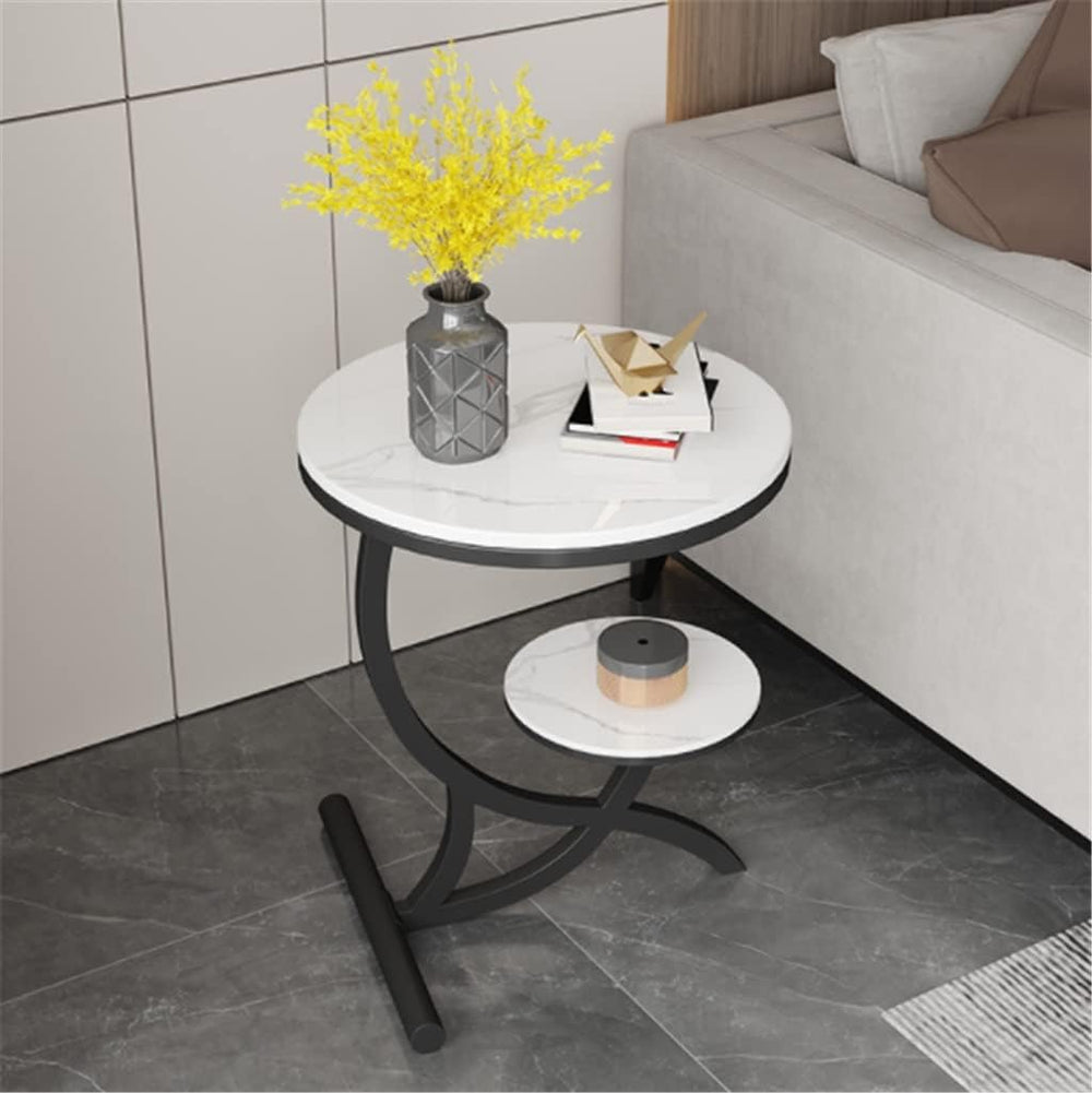 Rock Slab Side Table Fashion Round Living Room Small Coffee Balcony Sofa Corn...