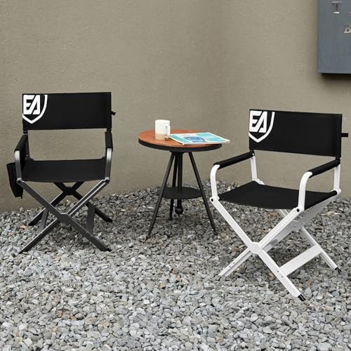 EVER ADVANCED Aluminum Lightweight Directors Chair Foldable, Folding Studio M...