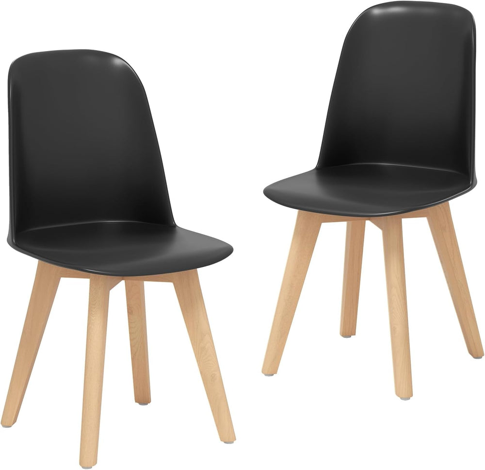 Giantex Modern Dining Chairs Set of 2, Black Armless Kitchen Chair w/Solid Be...