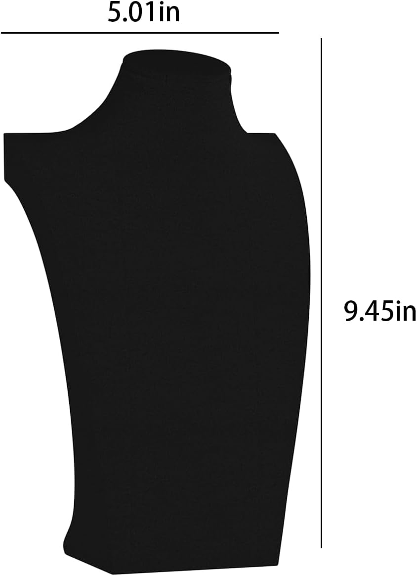 Necklace Bust Display Stand, Necklace Holder, Pendant Chain Necklace Organizer for Women (Black Velvet, S 4PCS)