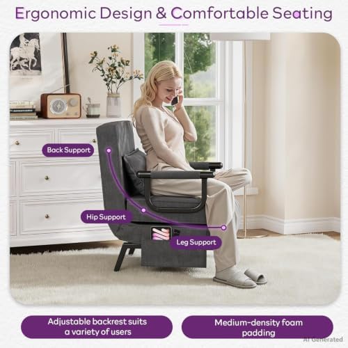 TYBOATLE Sleep Chair Bed Set of 2, Comfy Convertible Sleeper Chairs for Adult...