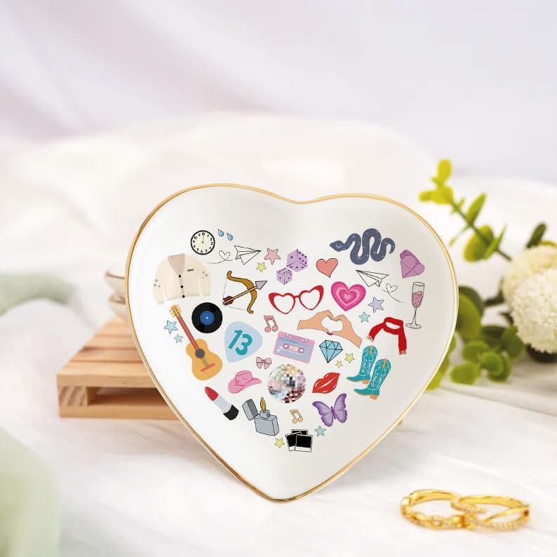 Singer Inspired Ring Dish, Ceramic Jewelry Tray for Music Fans, Birthday Gift for Girls Women, Gifts Idea for Christmas, Friendship Fun Presents, Trinket Rings Earrings Necklaces Key Decorative Dish