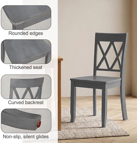 DUHOME Wood Dining Chairs Set of 4,Cross Back Solid Wood Kitchen Chairs