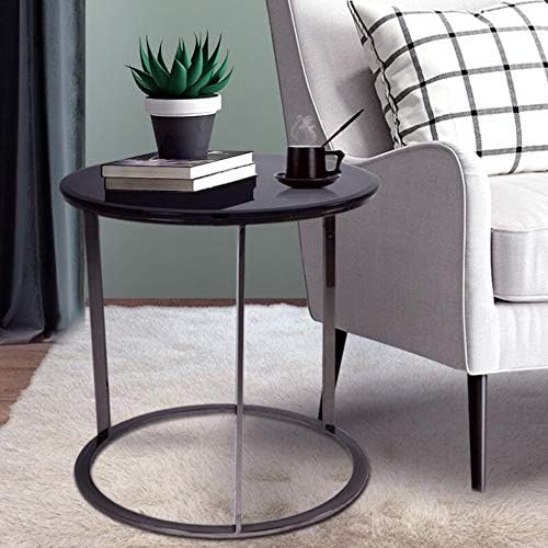 Telephone Table, Black Glass End Table Stainless Steel Frame Living Room Sofa...