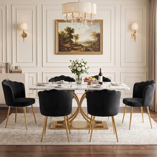 VECELO Velvet Dining Chairs Set of 4, Modern Upholstered Kitchen Chairs with ...