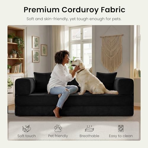 78.8" Convertible Futon Sofa Bed, Couch for Living Room | Corduroy Loves...