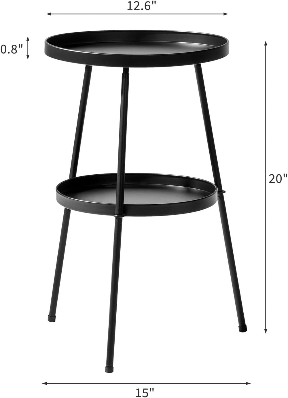 Vasitelan 2 Tier Side End Table Metal Round Coffee Tables Nightstand for Smal...