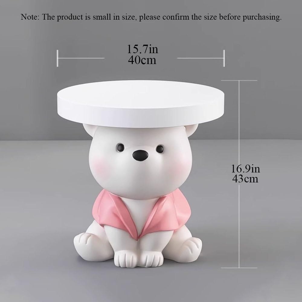 Bear Statue Side Table, Modern and Simple Resin Bedside Table, Small Accent B...