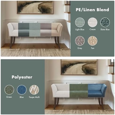 Madison Park Accent Bench, Upholstered with Nailhead Trim, & Padded Seat ...