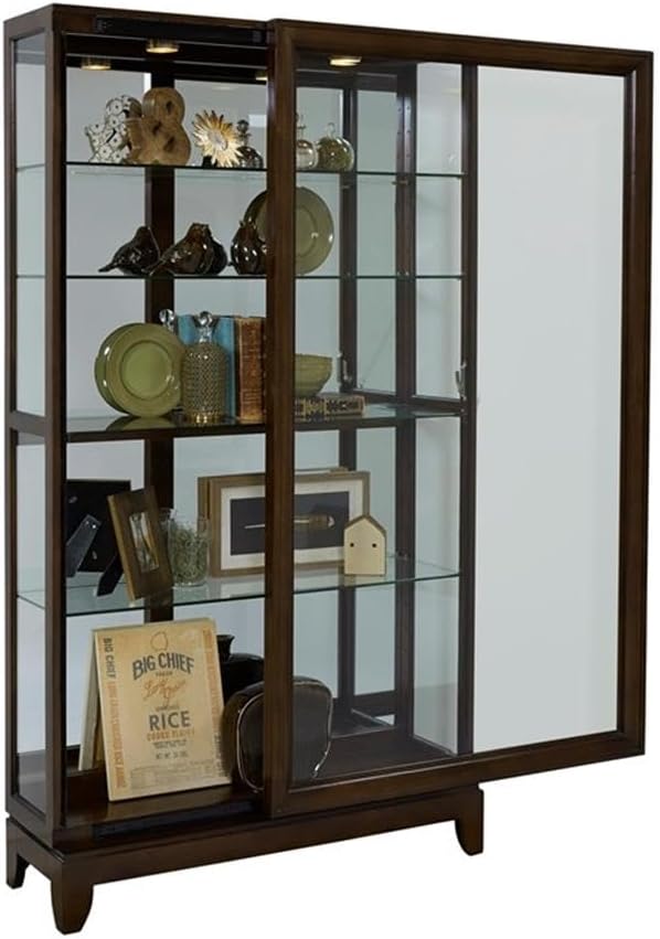 Pulaski Two Way Sliding Door Curio, 46 by 15 by 83-Inch, Chocolate Cherry Finish, Dark Brown