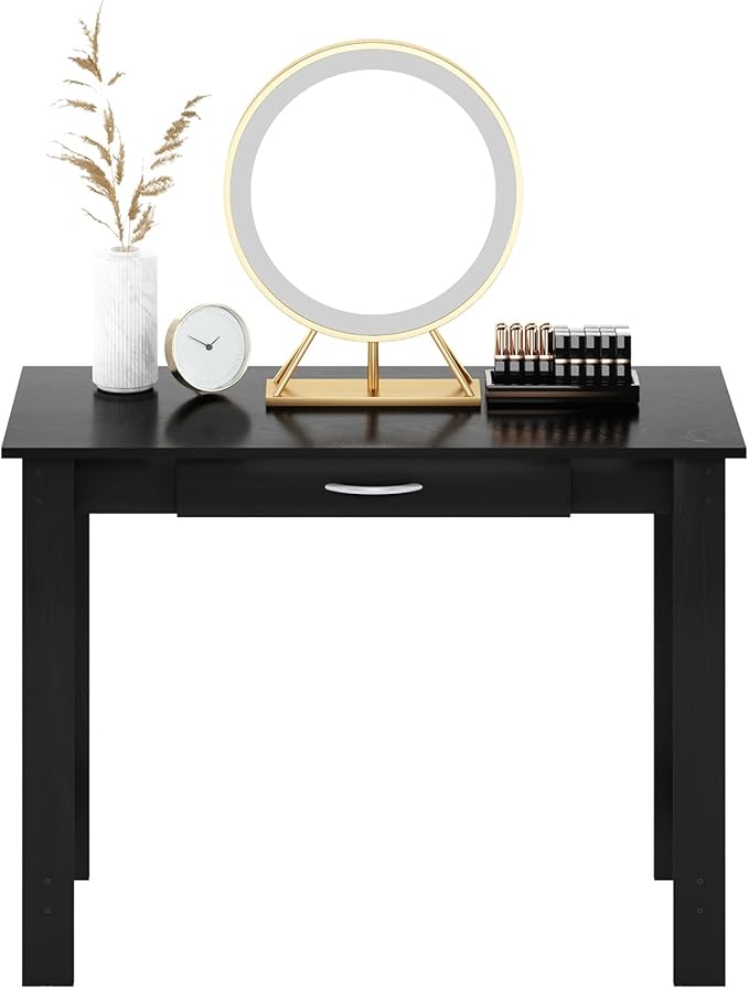 FURINNO Jaya Writing Desk For Residential Use With DrawerBlack, Blackwood, Large