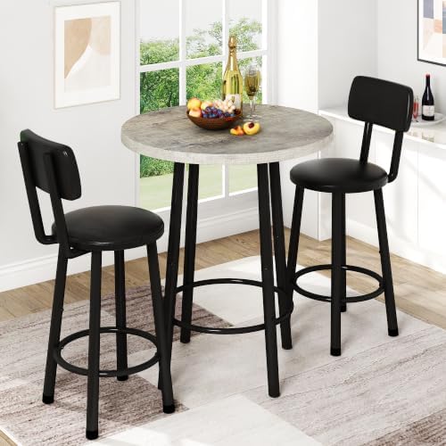 Recaceik 3‑Piece Pub Dining Set, Counter Height Modern Round Bar Table with W...