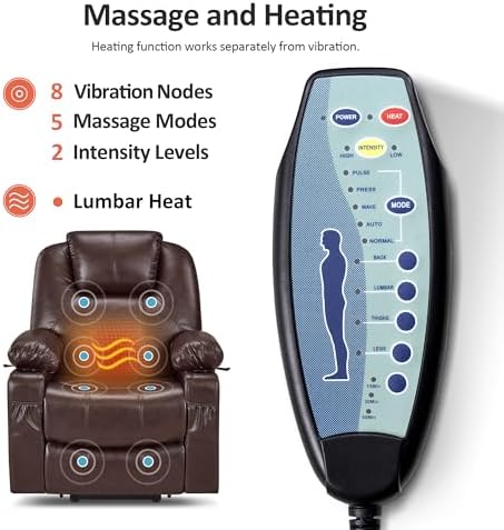 MCombo Power Lift Recliner Chair for Elderly, Heat and Massage 7040(Medium) |...