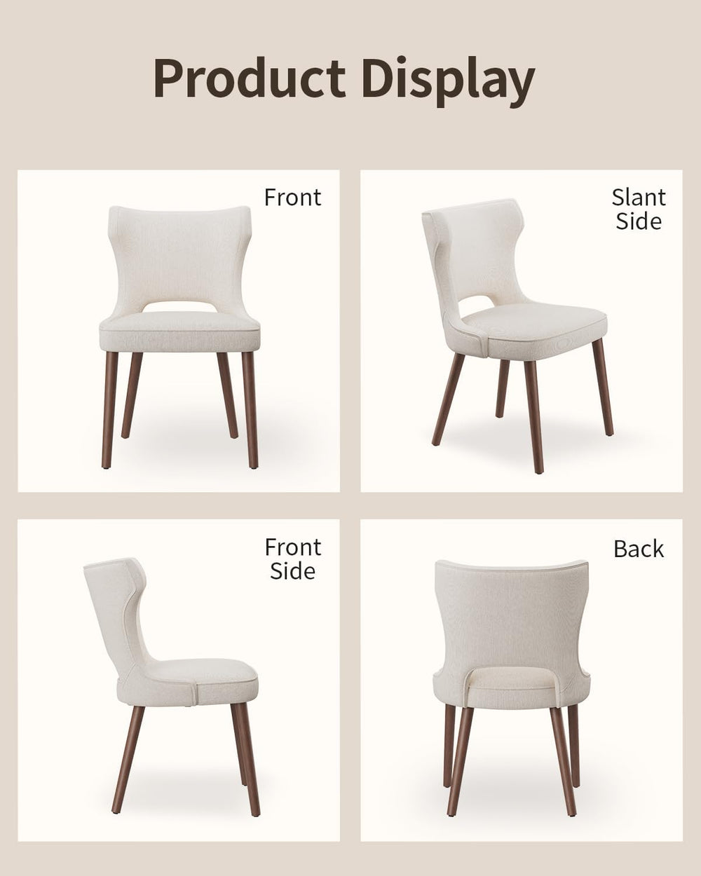 Upholstered Dining Chairs Set of 4, Kitchen Chairs with Curved Backrest | Woo...