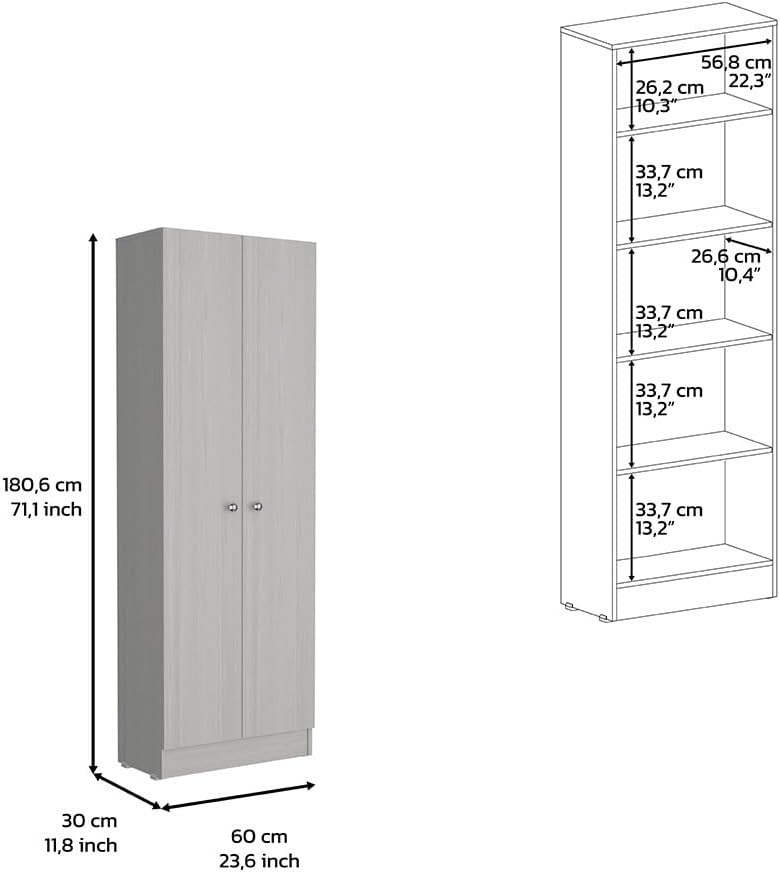 Farmhouse Multistorage Cabinet, Storage Locker with Two Doors and Five Intern...