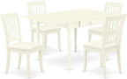 East West Furniture MZDA5-LWH-C 5 Piece Dining Room Table Set Includes a Rectangle Kitchen Table with Dropleaf and 4 Linen Fabric Upholstered Dining Chairs, 36x54 Inch, Linen White